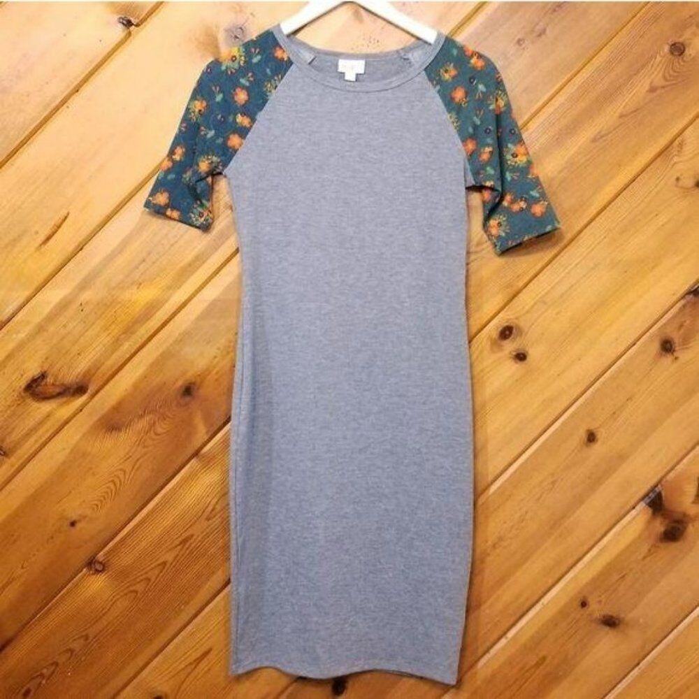 Lularoe Julia Dress Bodycon Raglan Style Gray Xxs 